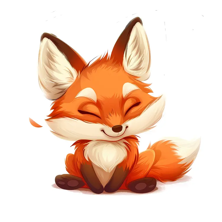 Cute Cartoon Fox Sitting and Smiling