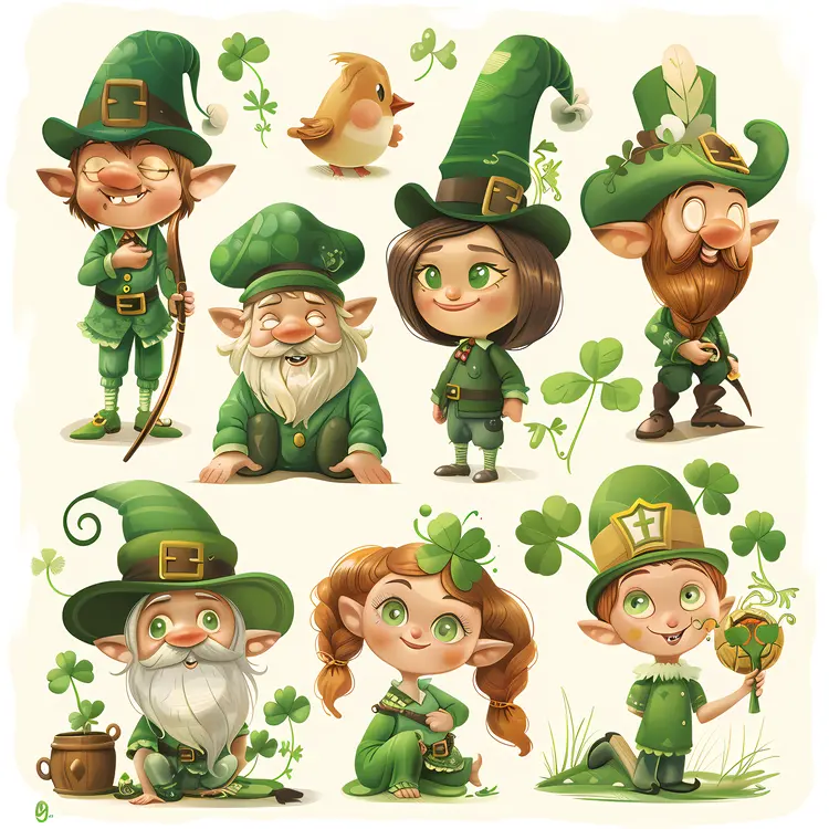 Group of Cute Leprechauns