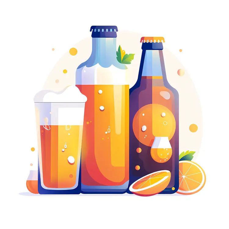 Refreshing Beer Bottles and Glass