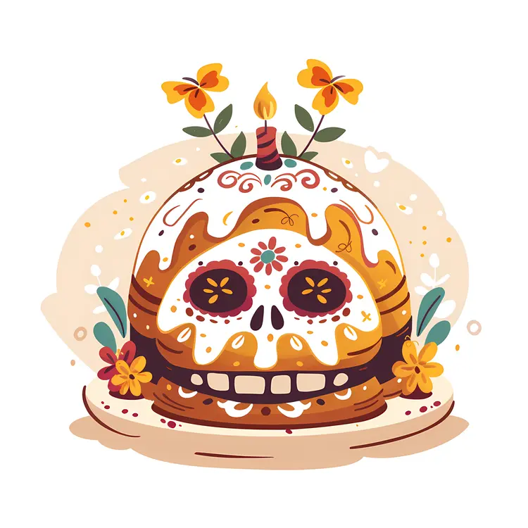 Decorated Bread with Skull Design