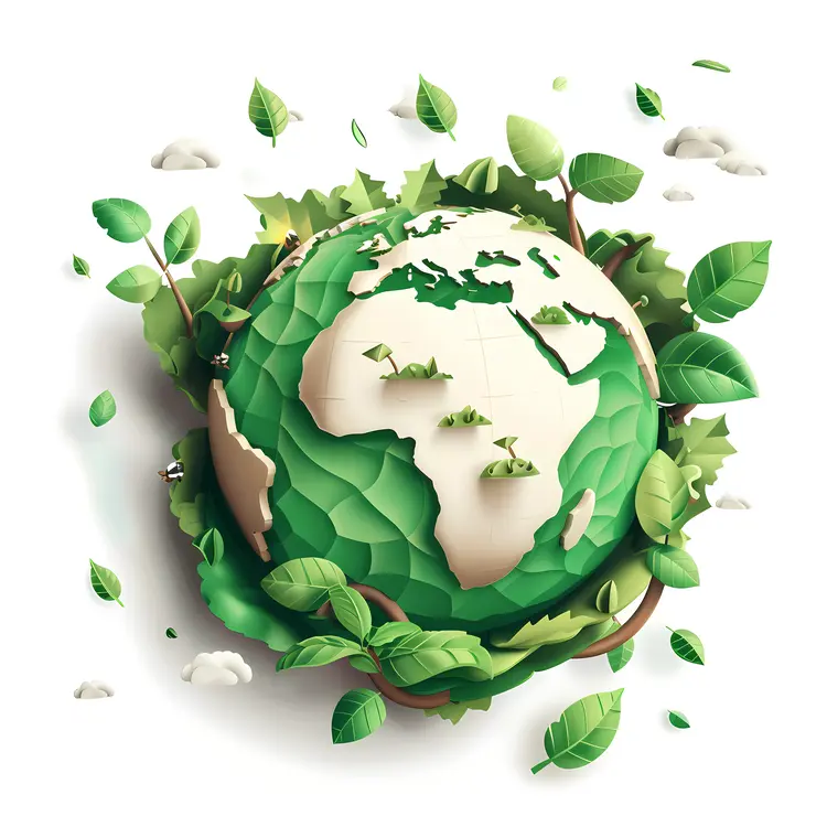Green Earth with Leaves