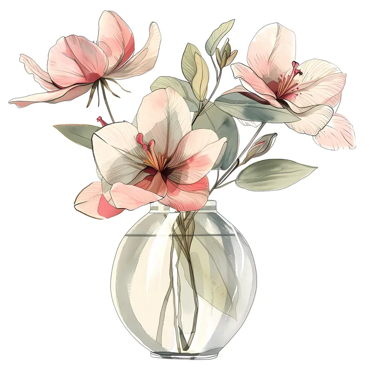 Delicate Vase with Pink Flowers
