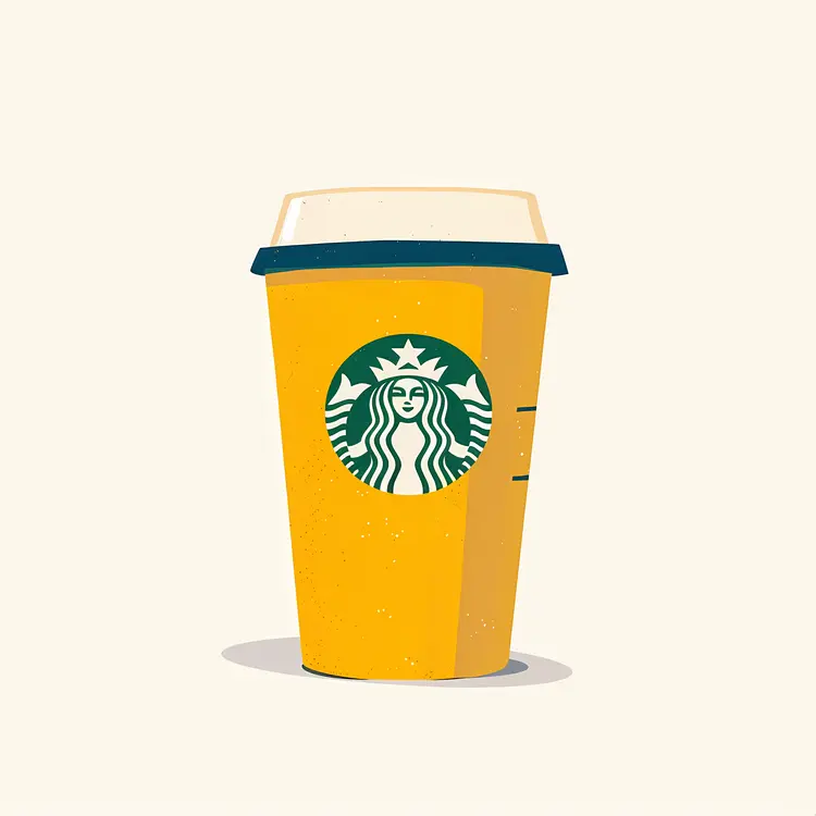 Yellow Starbucks Coffee Cup with Lid