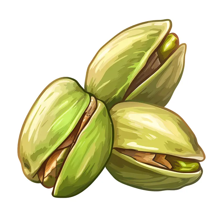 Green Pistachios with Leaves