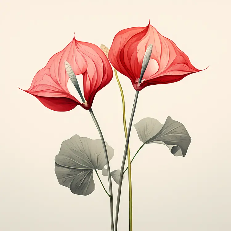 Beautiful Red Flowers with Green Leaves