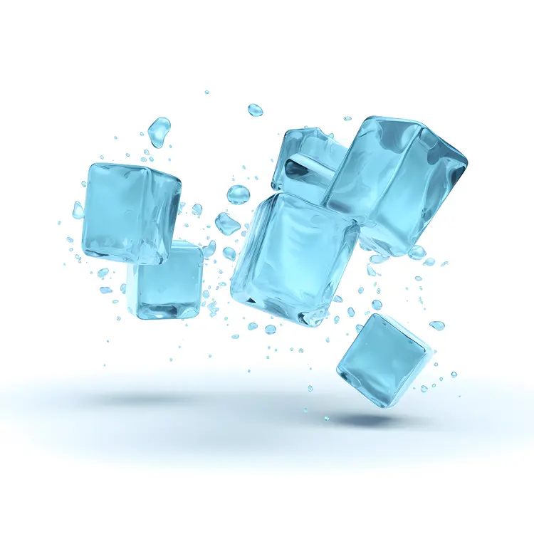 Multiple Ice Cubes with Water Droplets