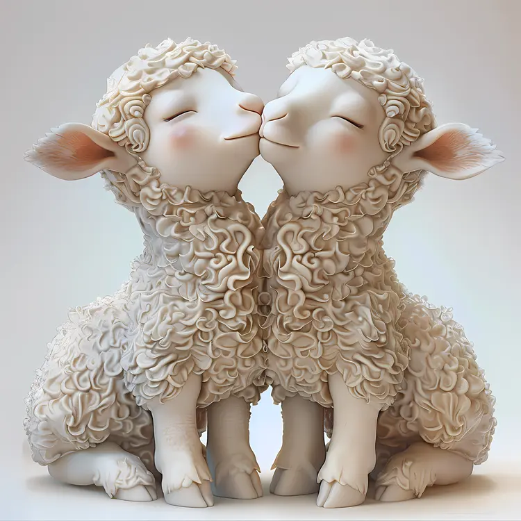 Cute Kissing Sheep