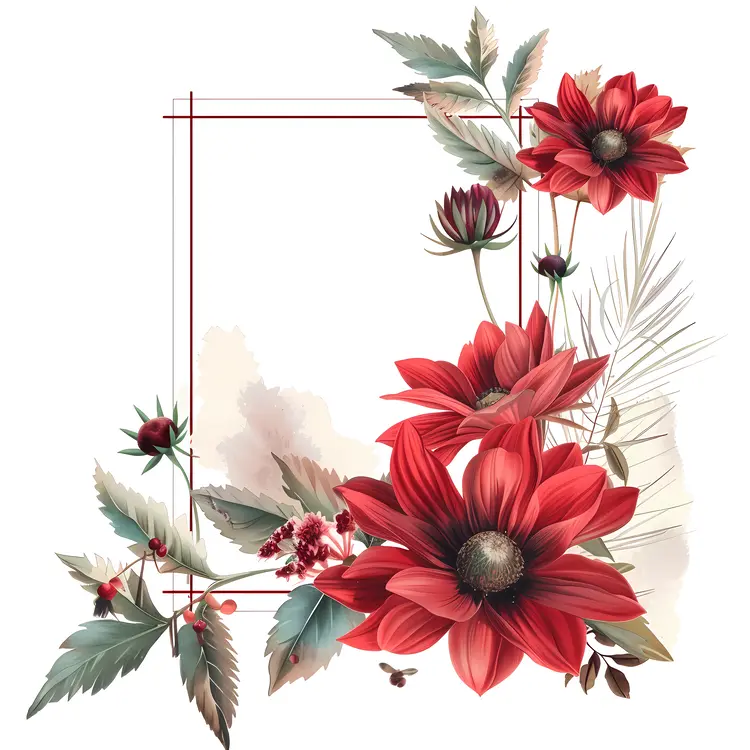 Red Floral Frame