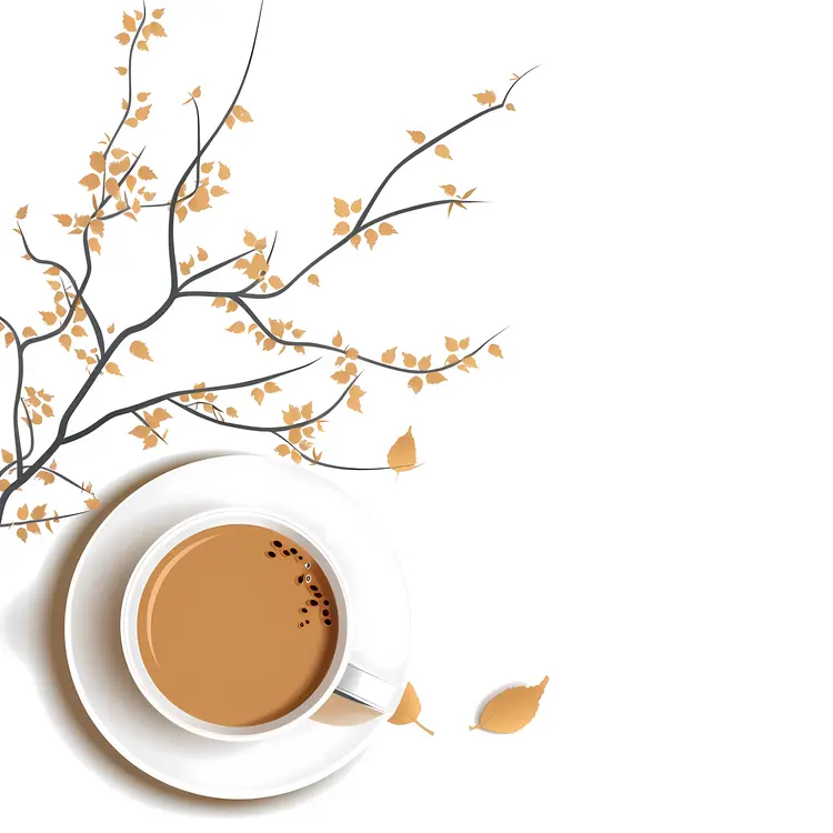 Cup of Coffee with Autumn Branch