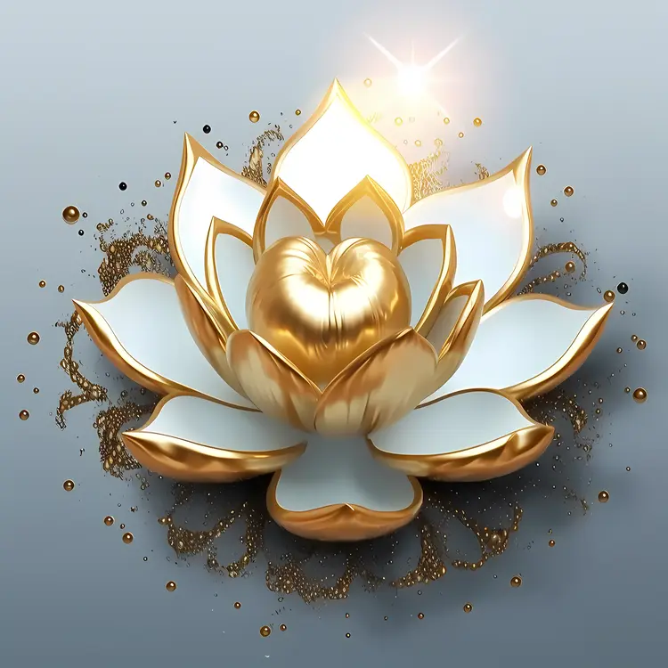 Golden Lotus Flower with Shining Petals