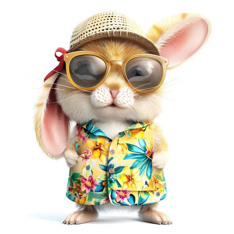 Cute Rabbit in Summer Outfit