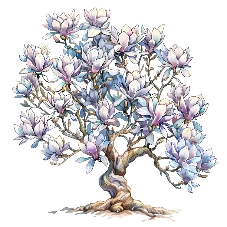 Unique Blue Magnolia Tree in Full Bloom
