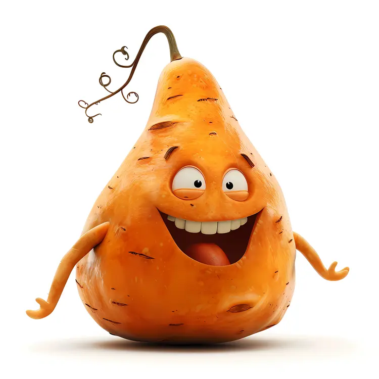 Happy Orange Pear Cartoon Character