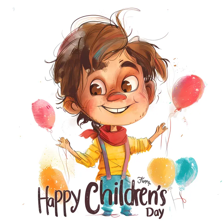 Happy Children's Day Illustration with Balloons