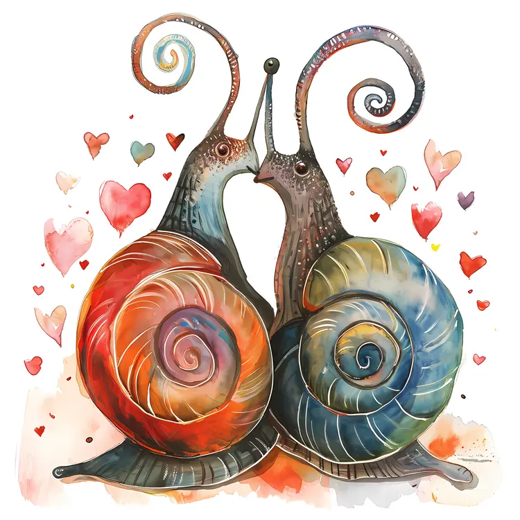 Whimsical Snails with Hearts