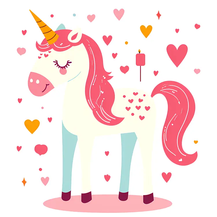 Cute Unicorn with Hearts