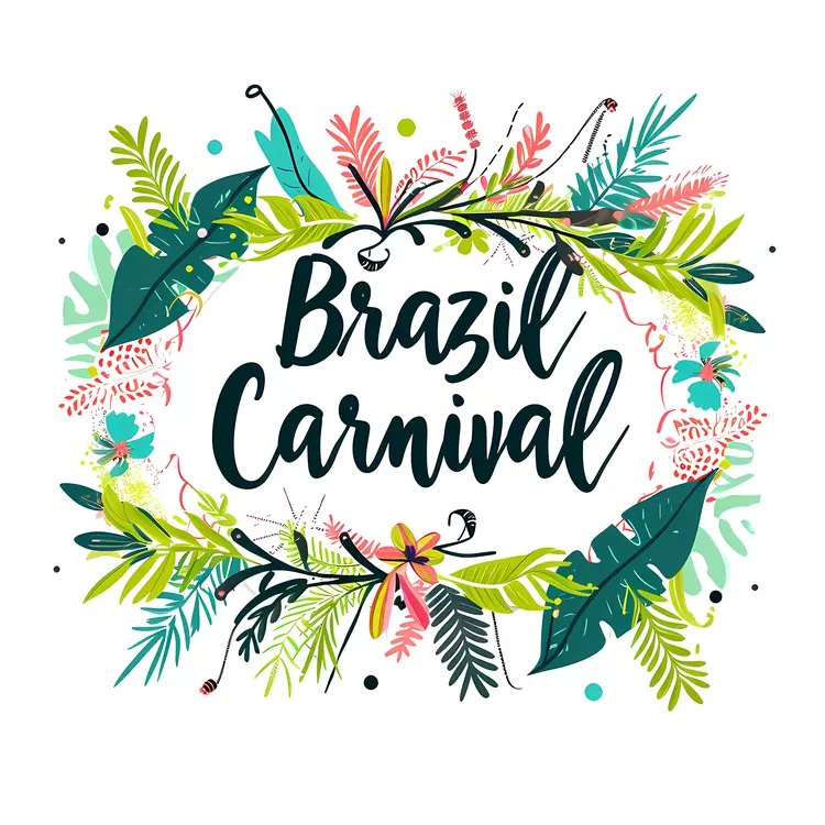 Brazil Carnival with Colorful Leaves and Flowers