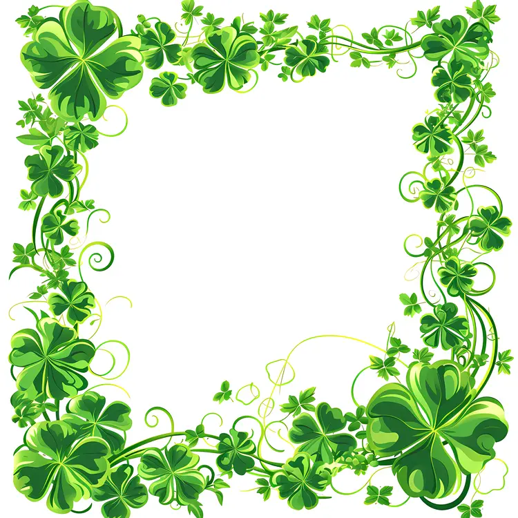 Green Clovers Frame with Vines