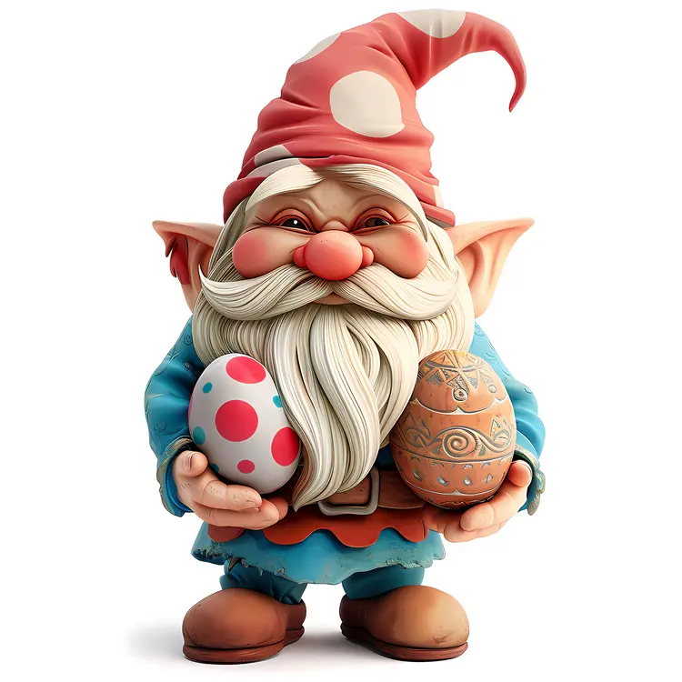 Gnome Holding Two Easter Eggs