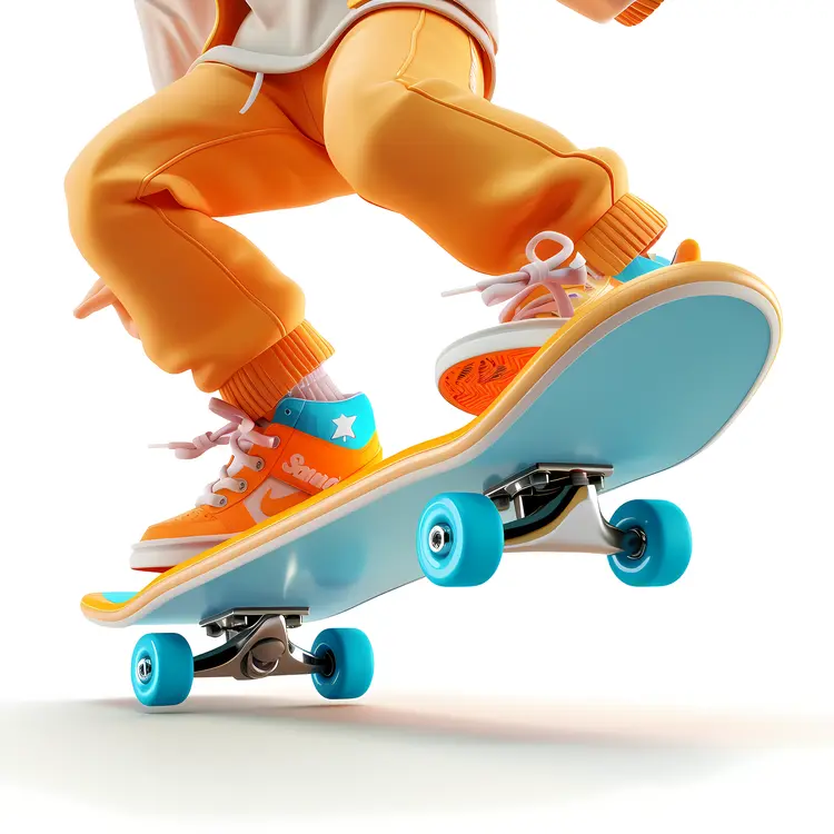 Close-Up of Skateboarder Performing a Trick