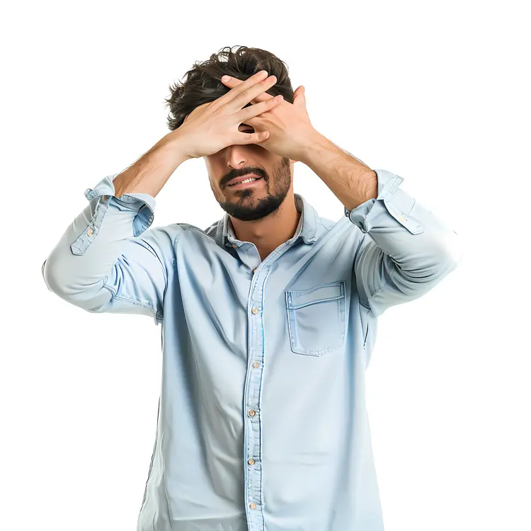 Man Covering Face in Distress