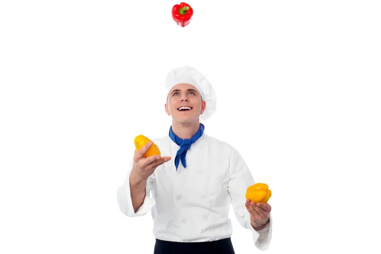 Chef Juggling Vegetables