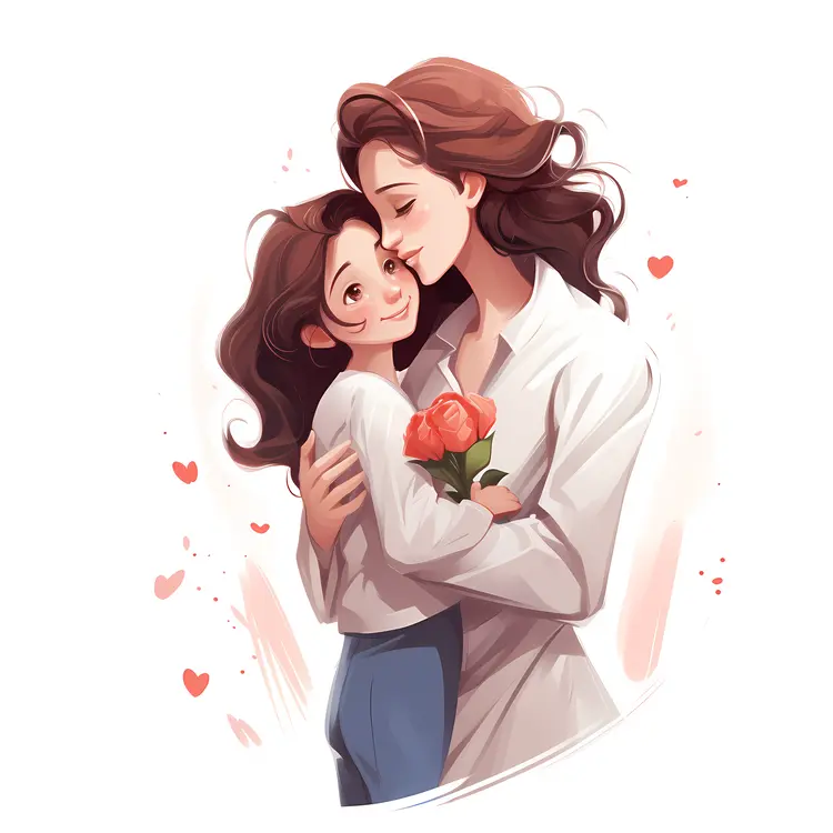 Mother and Child Hugging Illustration