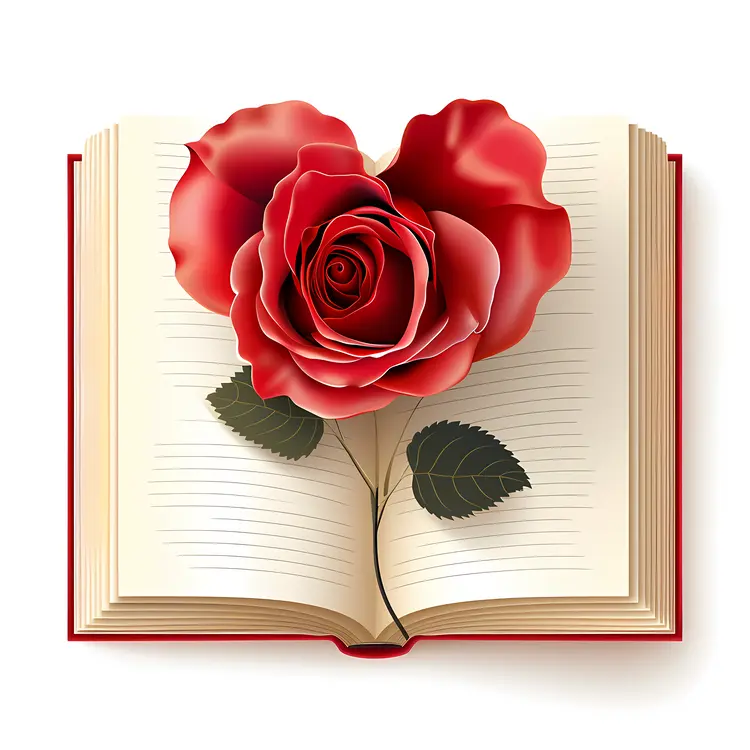 Red Rose on Open Book