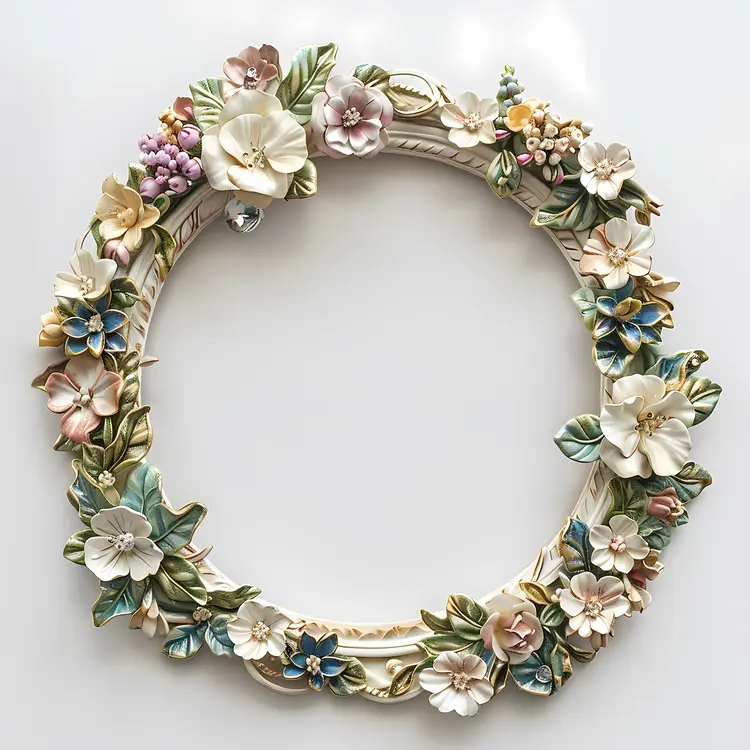 Floral Wreath with Pastel Flowers