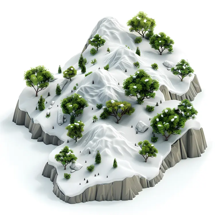 Snowy Mountain with Trees