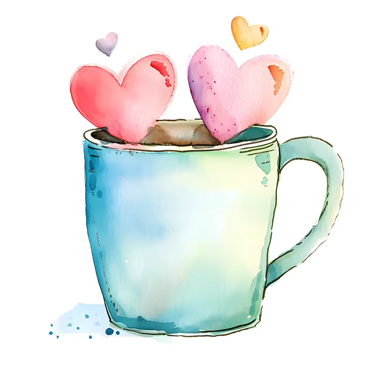 Cup with floating hearts