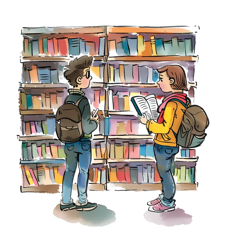 Students Reading in Library
