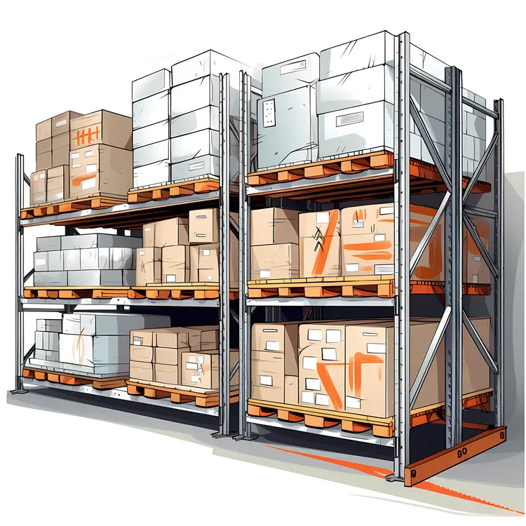 Warehouse Shelves with Boxes