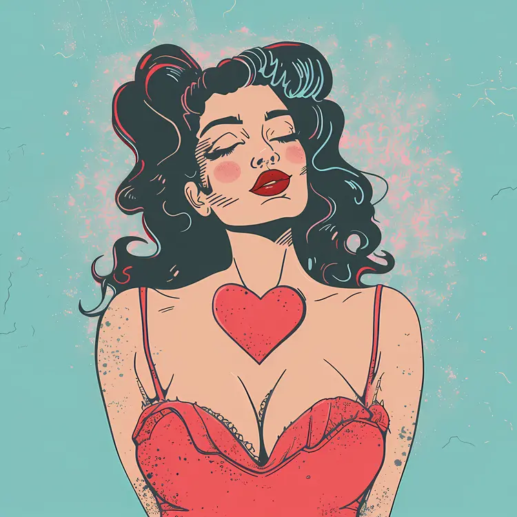 Romantic Woman with Heart Tattoo
