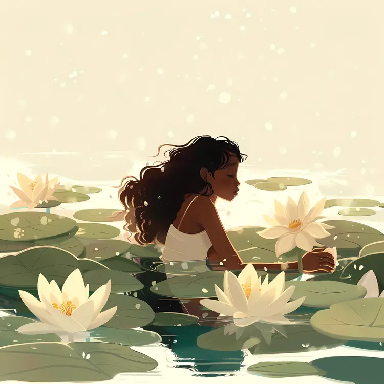 Girl Among Water Lilies
