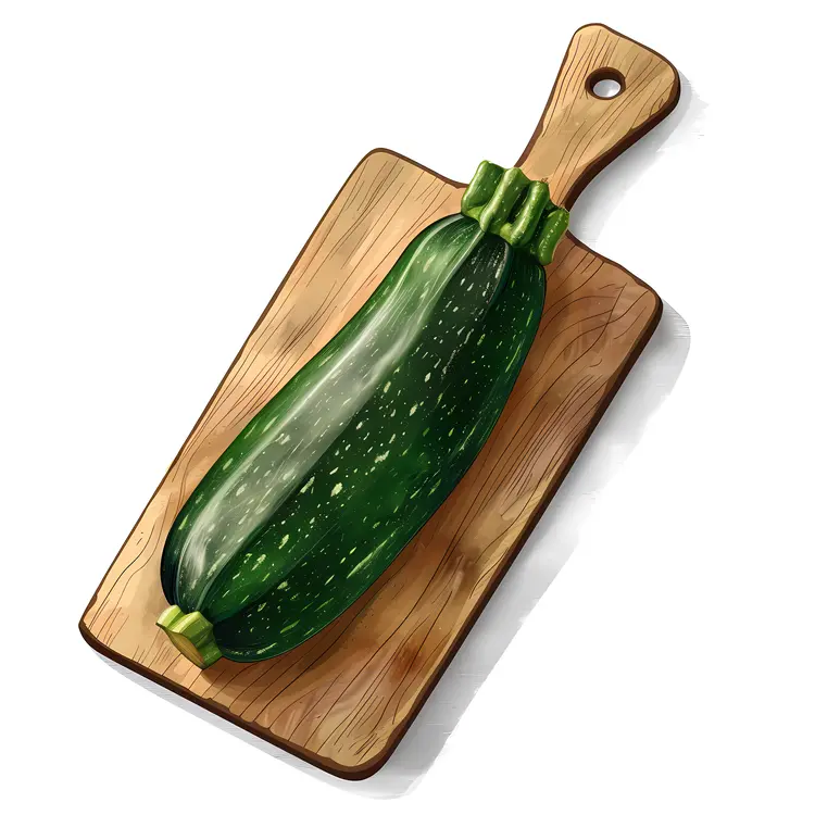 Green Zucchini on a Wooden Cutting Board