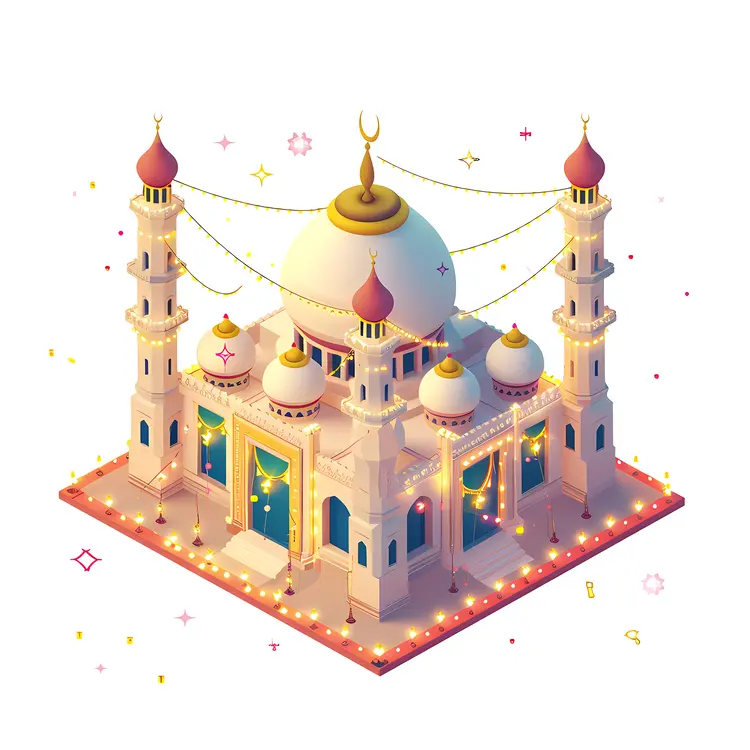 Illuminated Mosque with Festive Lights