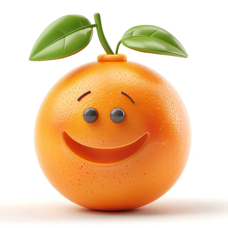Smiling Orange with Leaf