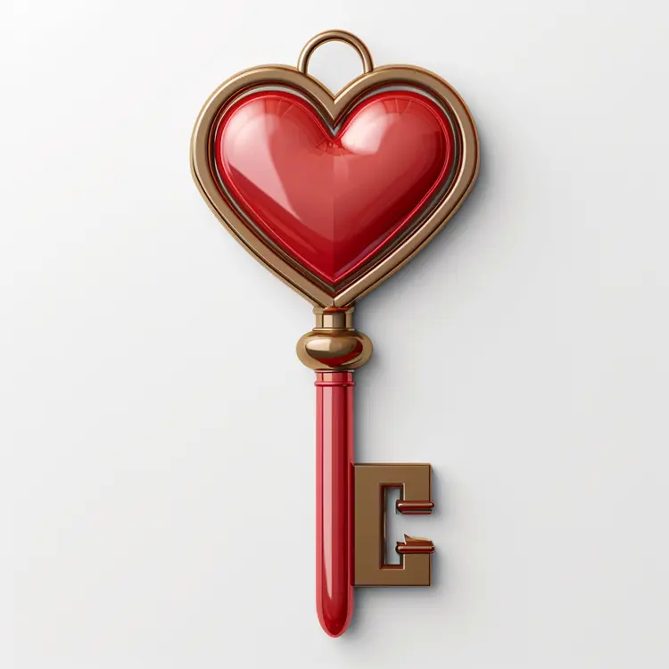 Heart-Shaped Key with Red Handle
