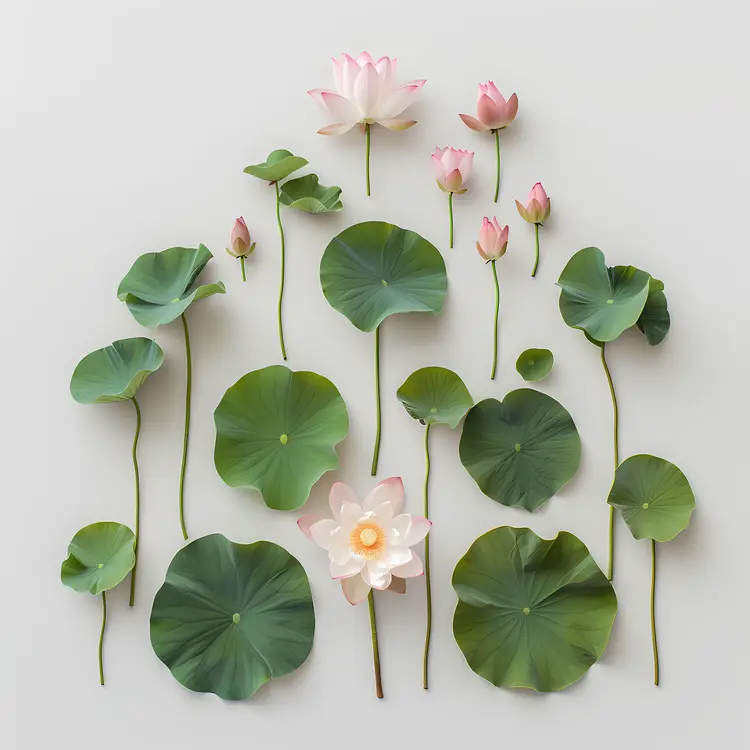 Elegant Lotus Flowers with Green Leaves
