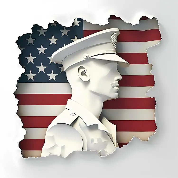 Soldier with American Flag for Veterans Day