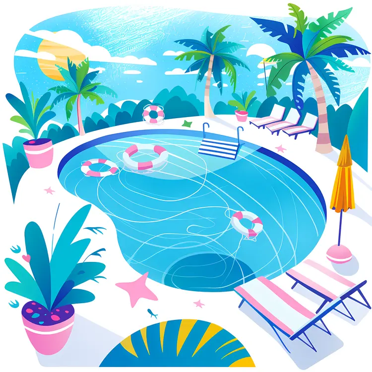 Tropical Swimming Pool Illustration
