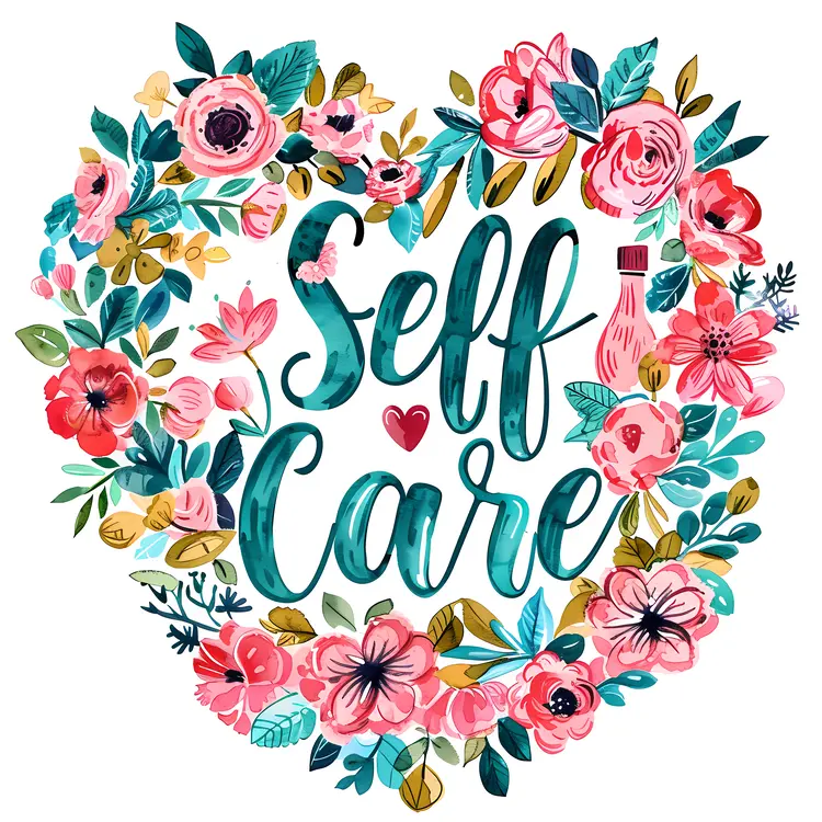 Floral Self Care Graphic for Wellness