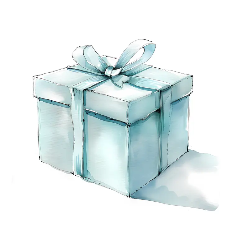 Blue Gift Box with Ribbon