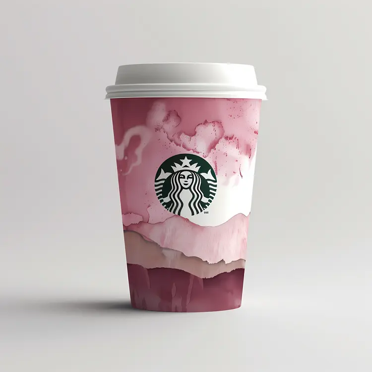 Pink Starbucks Cup with Artistic Design