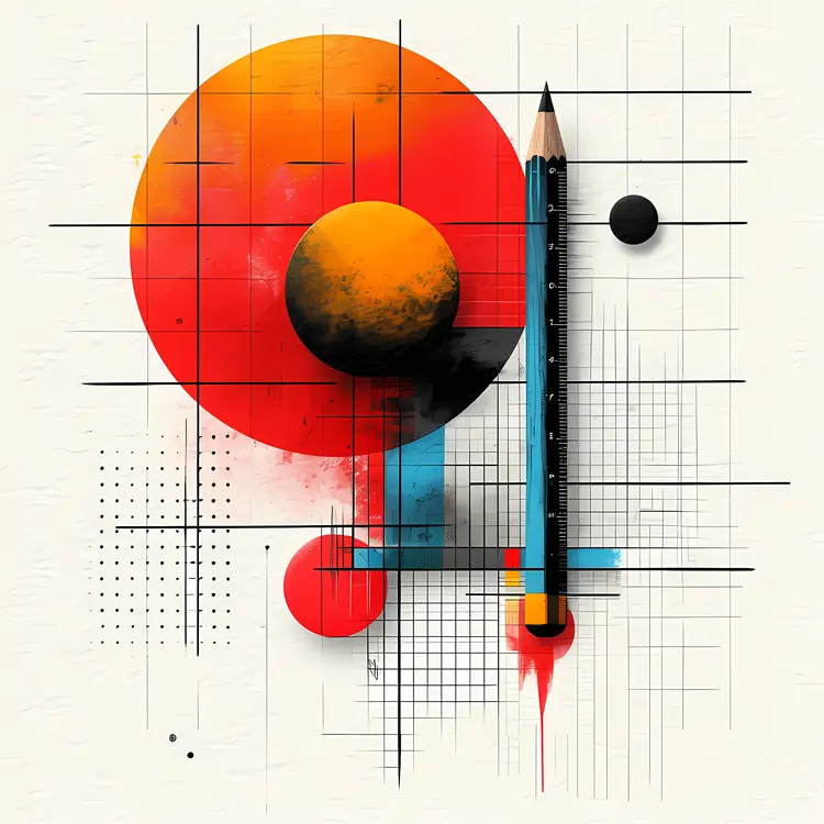 Pencil with Abstract Geometric Shapes