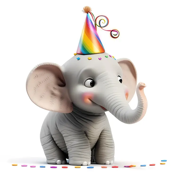 Cute Elephant with Party Hat