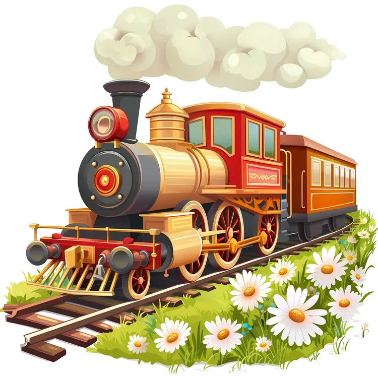 Steam Train with Daisies