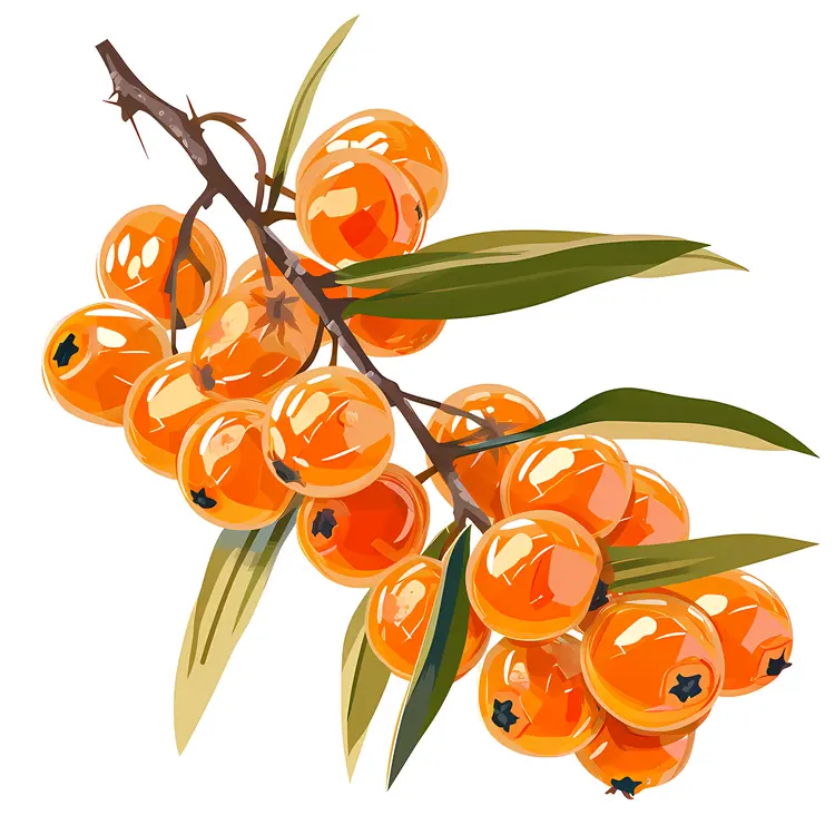 Cluster of Orange Berries on a Branch