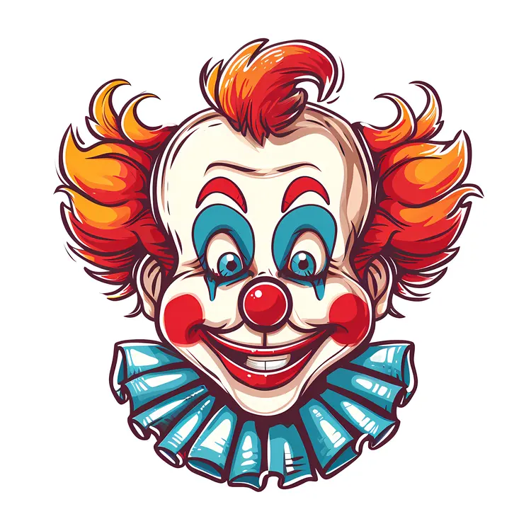 Clown with Red Hair and Blue Makeup
